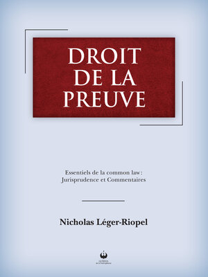 cover image of Droit de la preuve